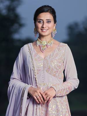 Ethnovog ready to wear mauve embroidered georgette anarkali suit 4