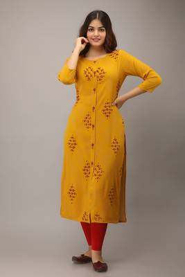 Yellow kantha work,dabka work rayon straight kurta 1