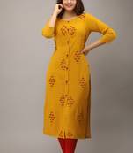 Yellow kantha work,dabka work rayon straight kurta