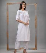 White cotton bengal handwoven kurta set