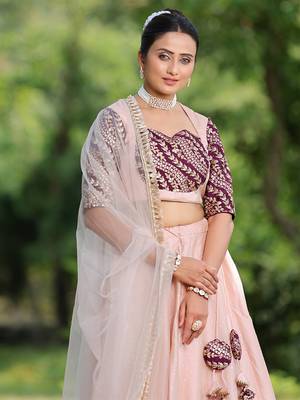 Ethnovog Ready To Wear Peach N Wine Art Silk Kali Lehenga Set 3