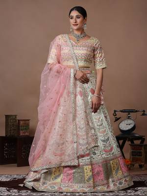 Ethnovog Ready To Wear Light Pista Dupion Silk Embroidered Kali Lehenga 1