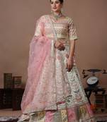 Ethnovog Ready To Wear Light Pista Dupion Silk Embroidered Kali Lehenga