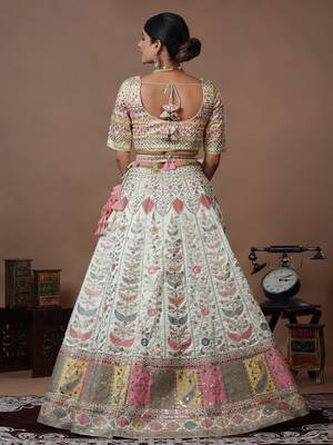 Ethnovog Ready To Wear Light Pista Dupion Silk Embroidered Kali Lehenga 2