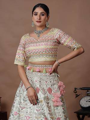 Ethnovog Ready To Wear Light Pista Dupion Silk Embroidered Kali Lehenga 3
