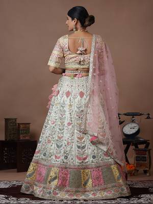 Ethnovog Ready To Wear Light Pista Dupion Silk Embroidered Kali Lehenga 4