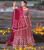 Ethnovog Ready To Wear Rani Pink Georgette Embroidered Lehenga