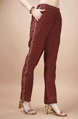  rust viscose blend floral embroidered festive & party co-ord set 4