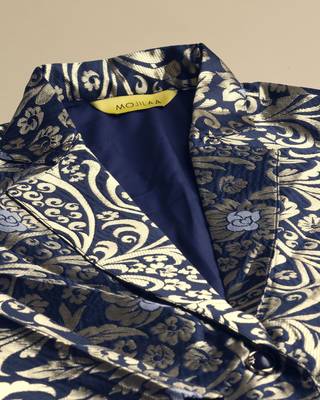 navy blue jacquard ethnic motifs brocade woven design festive & party co-ord set 4