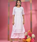 White rayon solid kurta & palazzo set