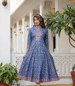 Women rayon printed anarkali kurta