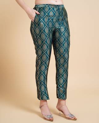  teal jacquard paisley brocade woven design festive & party co-ord set 5