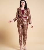  maroon jacquard ethnic motifs brocade woven design festive & party co-ord set