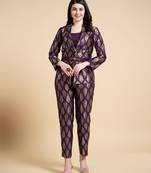  wine jacquard paisley brocade woven design festive & party co-ord set