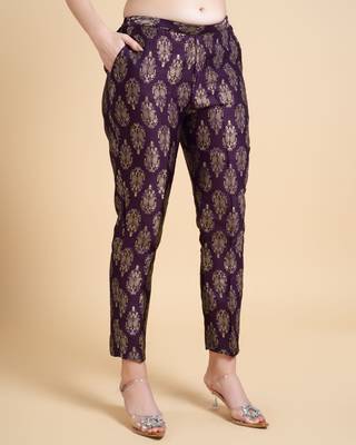  wine jacquard paisley brocade woven design festive & party co-ord set 5