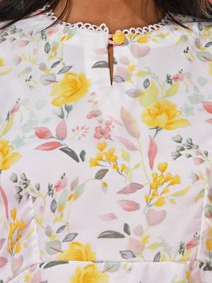 White georgette floral printed suit set with dupatta 4
