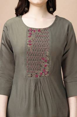  taupe viscose blend floral embroidered festive & party co-ord set 5