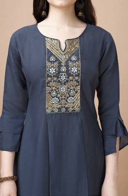  teal viscose blend floral embroidered festive & party co-ord set 5