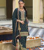 Black silk with embroidery work full stiched  suit set