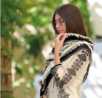 White pure cotton with embroidery work full stitch fancy suit set 2