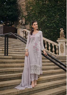 Multy soft organza with embroidery work full stitch fancy suit set 1
