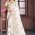 White resham embroidered georgette saree with blouse piece by manu fashion era