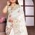 White resham embroidered georgette saree with blouse piece by manu fashion era