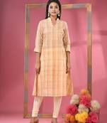 Beige cotton angrakha-style kurta