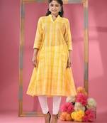 Yellow cotton a-line kurta