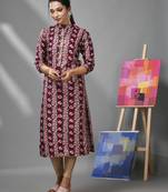 Plum rayon ethnic printed kurta