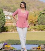  cotton checks printed top with embroidery