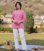  weaved cotton checks printed top with embroidery