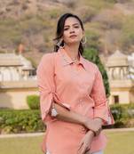  weaved cotton checks printed top with embroidery