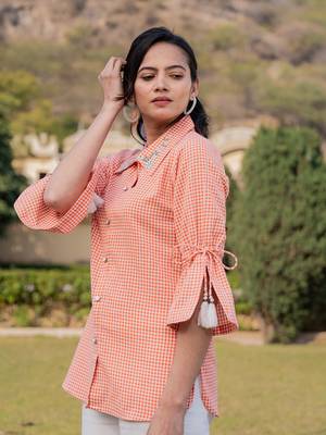  weaved cotton checks printed top with embroidery 5
