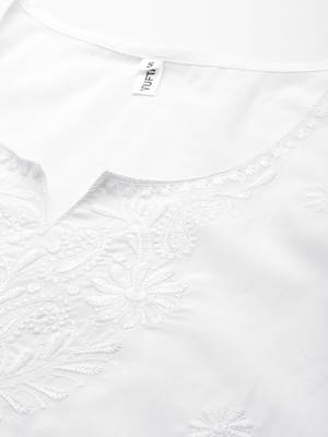 white chikankari striped regular top 4
