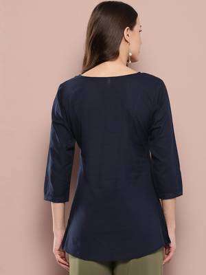  blue chikankari striped regular top 3