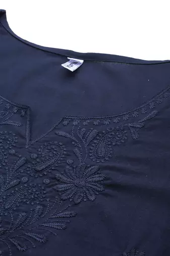  blue chikankari striped regular top