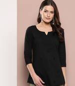  black chikankari striped regular top