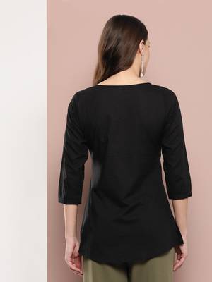  black chikankari striped regular top 3