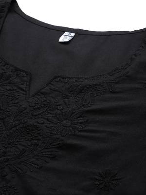  black chikankari striped regular top 4