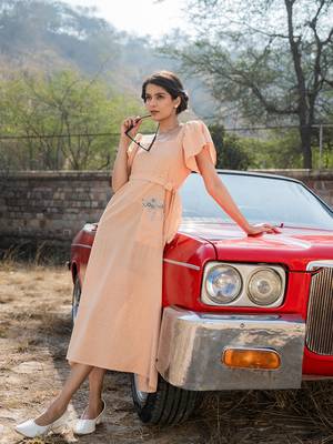  orange checked dress 1