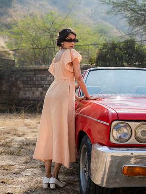  orange checked dress 3