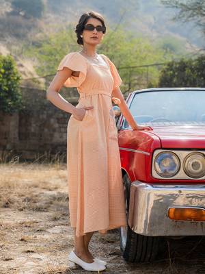  orange checked dress 5