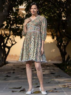  green pure cotton paisley and tassels were dress 1