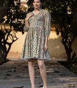  green pure cotton paisley and tassels were dress