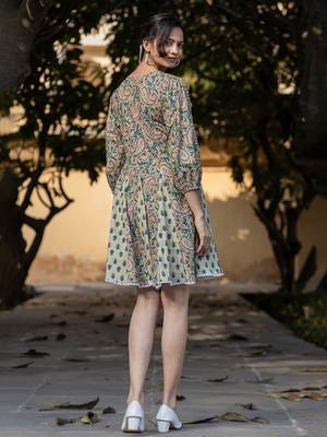  green pure cotton paisley and tassels were dress 3