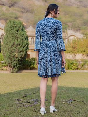  blue pure cotton ethnic motifs less border tassels were dress 3