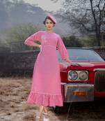 pink gingham cotton maxi dress