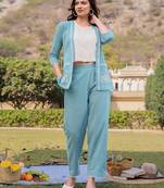  weaved cotton checks printed co-ord set with embroidery