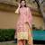 Yufta yellow and pink floral print,thread work pakistani style kurta trouser and dupatta set